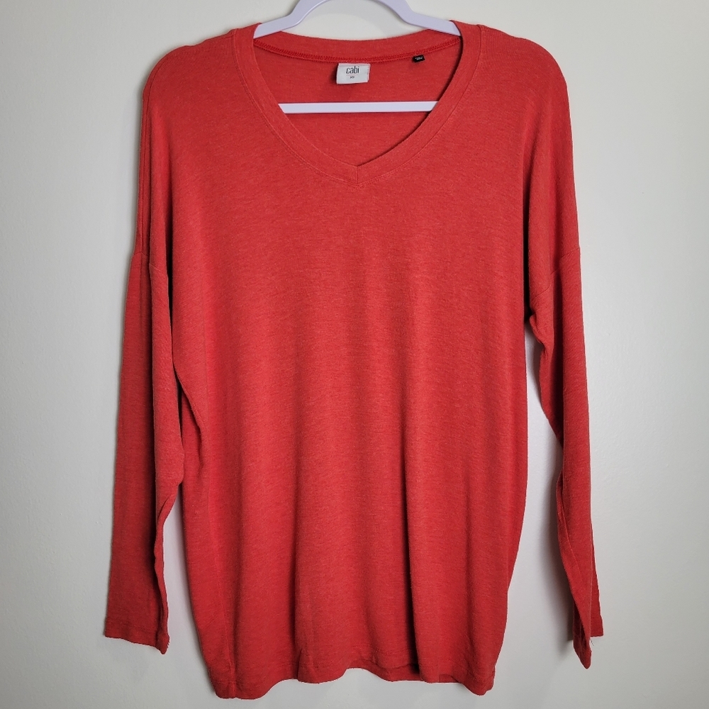 Cabi Red Orange V neck Basic Top XS‎